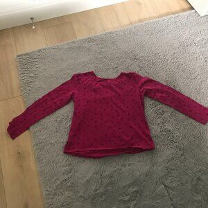Burgundy Long-Sleeve Tee with Subtle Star Print – Soft & Cozy – Sz XXL